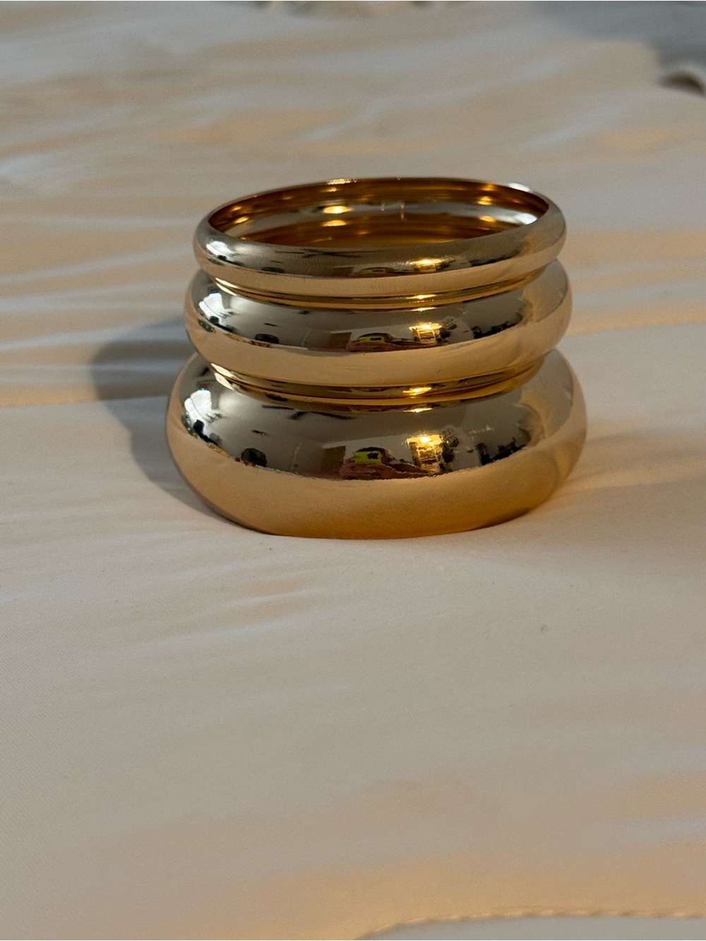 Stackable Gold Dome Bangle Set - Polished Women's Bracelet